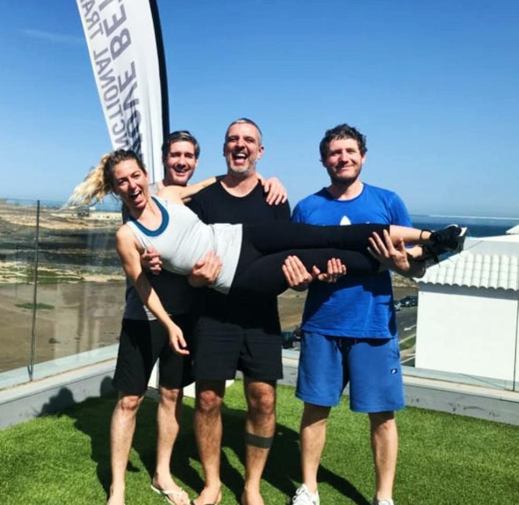 Surf and yoga camp, surf and yoga surf holiday in Corralejo, Fuerteventura and Newquay, Cornwall. Surf and Fitness holidays with pro surfer and surf coach, Tehillah McGuinness. The best Bootcamp and fitness holidays